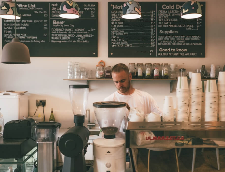 Small Business owner working in his coffee shop