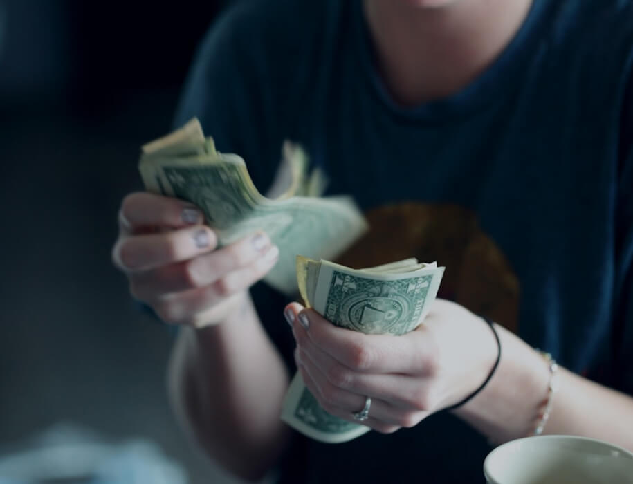 woman counting money